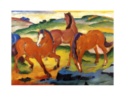 Large Red Horses Franz Marc